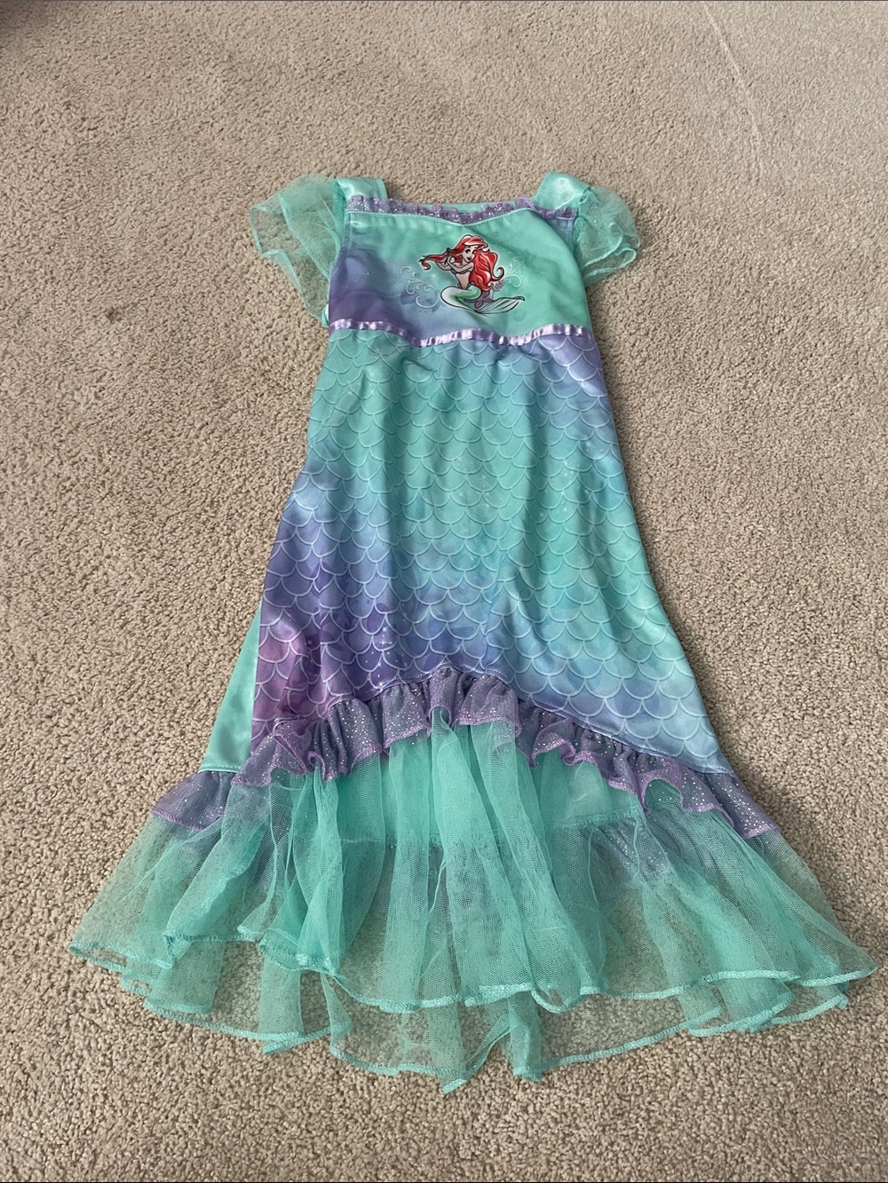 Disney Girls' Ariel-Inspired Sleep Dress - Teal & Purple